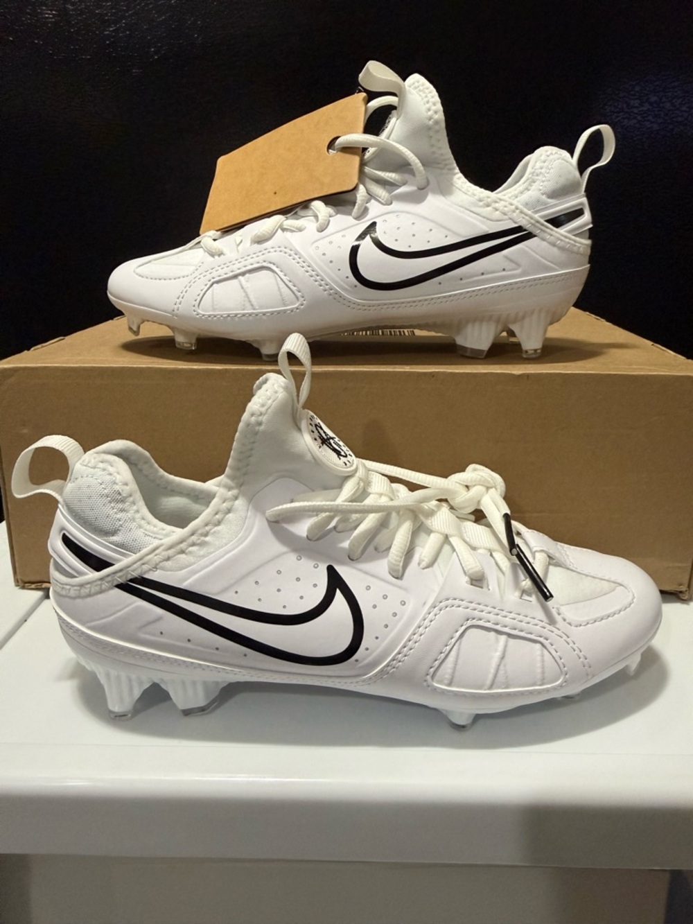 Nike Huarache 9 Varsity LAX Lacrosse Cleats White Black FD0090-101 Men Size 5